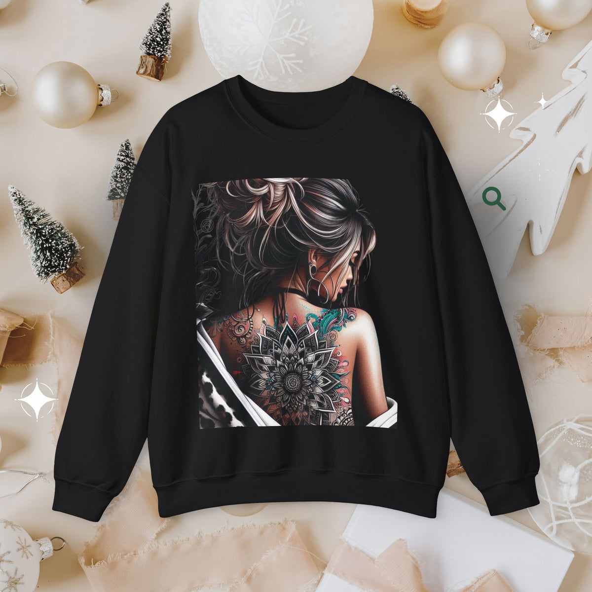 Boho Gothic Style Woman with Tattoos Sweatshirt