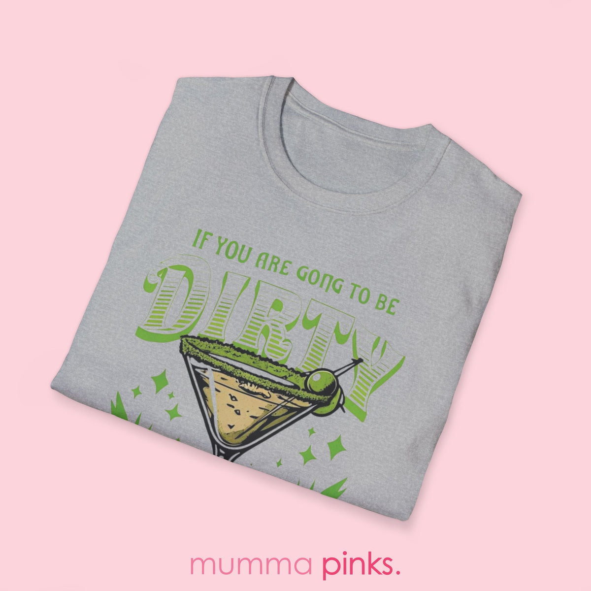 Fitted Gildan 64000 t-shirt with a chic martini glass and playful cocktail-inspired slogan, perfect for party nights