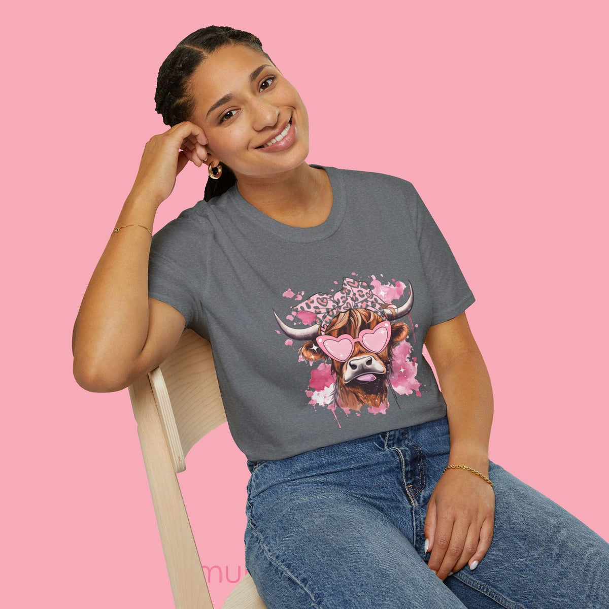 Pink Highland Cow Tee