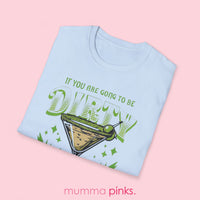 Fitted Gildan 64000 t-shirt with a chic martini glass and playful cocktail-inspired slogan, perfect for party nights