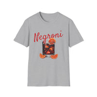 Classic fit Gildan 64000 tee featuring a bold Negroni cocktail design, sleek and perfect for Italian cocktail lovers.