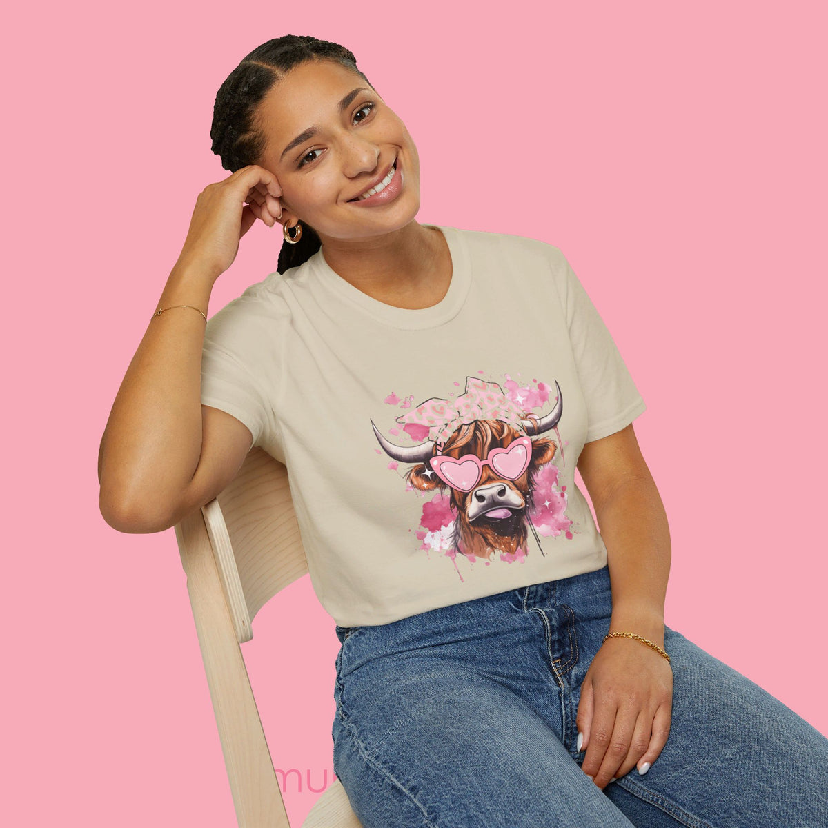 Pink Highland Cow Tee