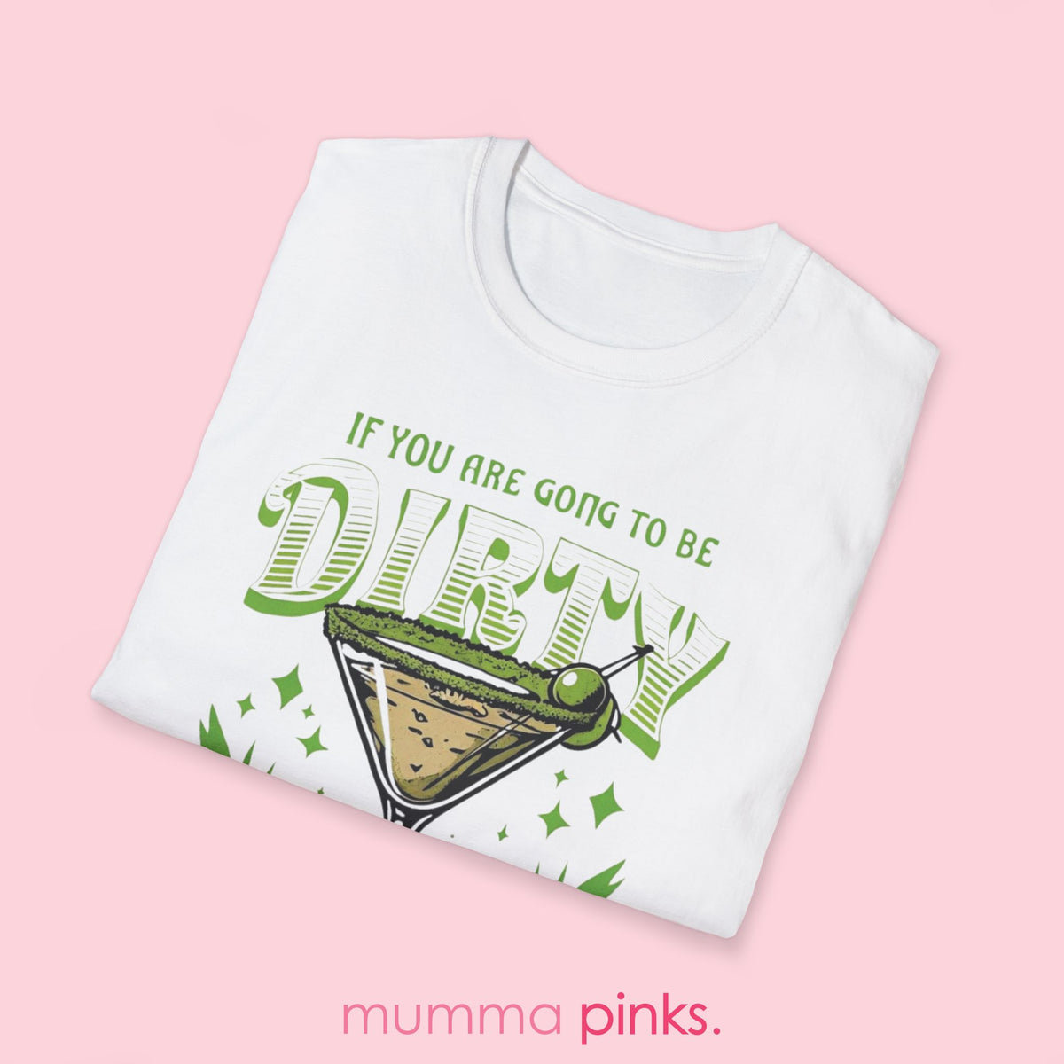 Fitted Gildan 64000 t-shirt with a chic martini glass and playful cocktail-inspired slogan, perfect for party nights