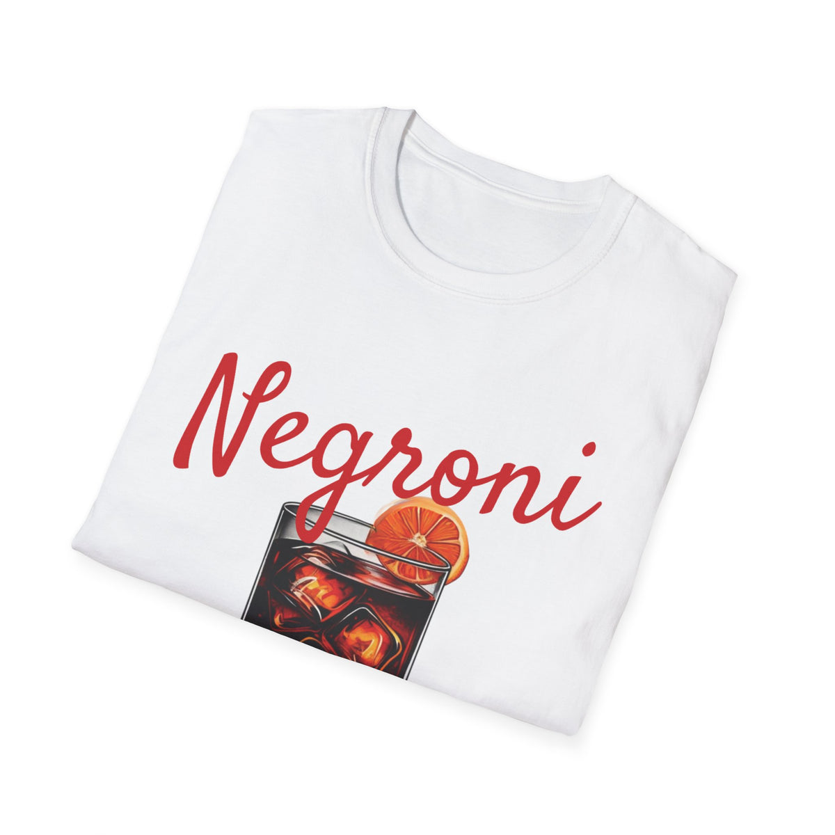 Classic fit Gildan 64000 tee featuring a bold Negroni cocktail design, sleek and perfect for Italian cocktail lovers.