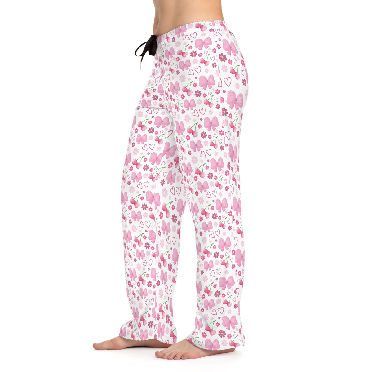 Bows, Cherries & Hearts White PJ Pants