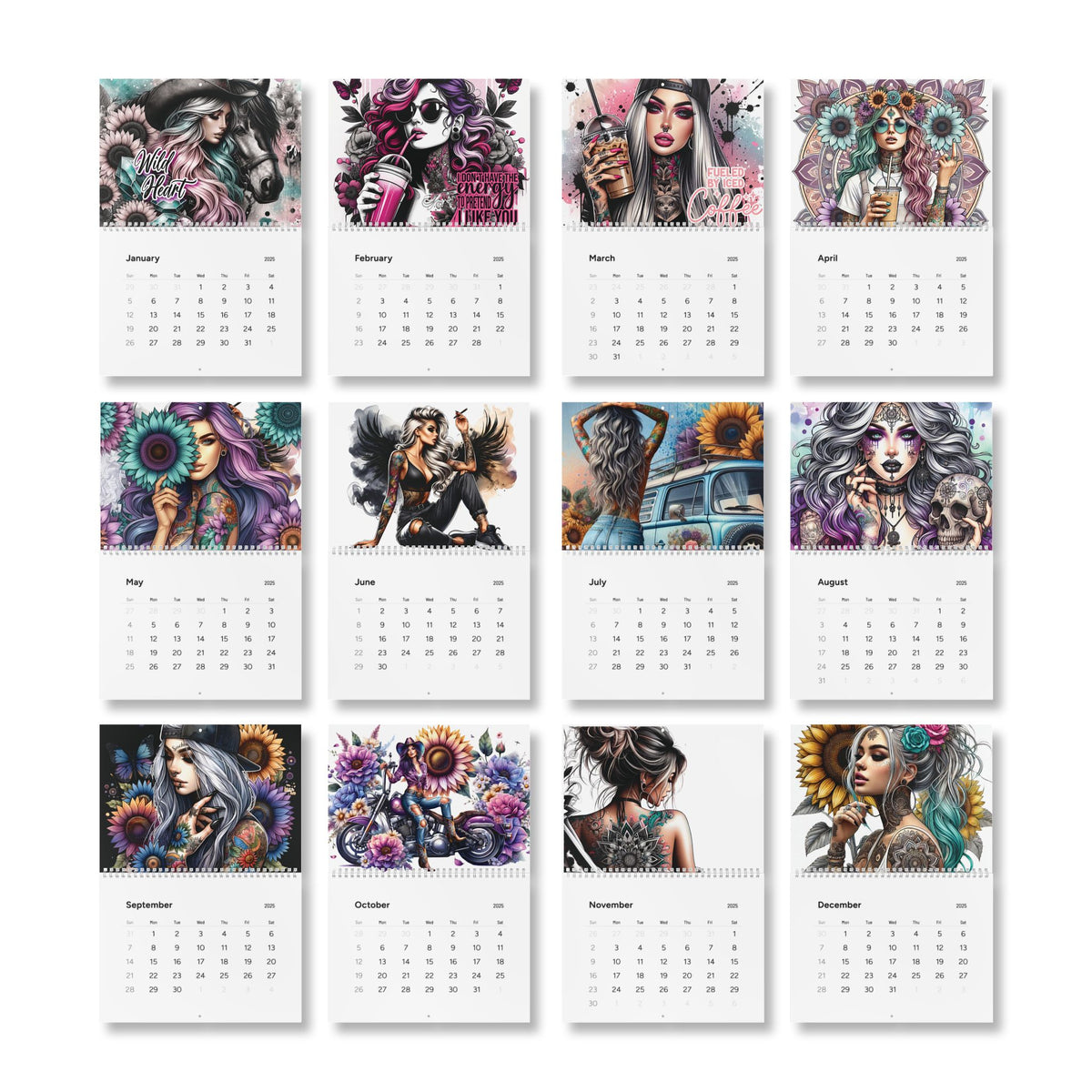 Wall Calendar, Bad Ass Girl 2025 Collection