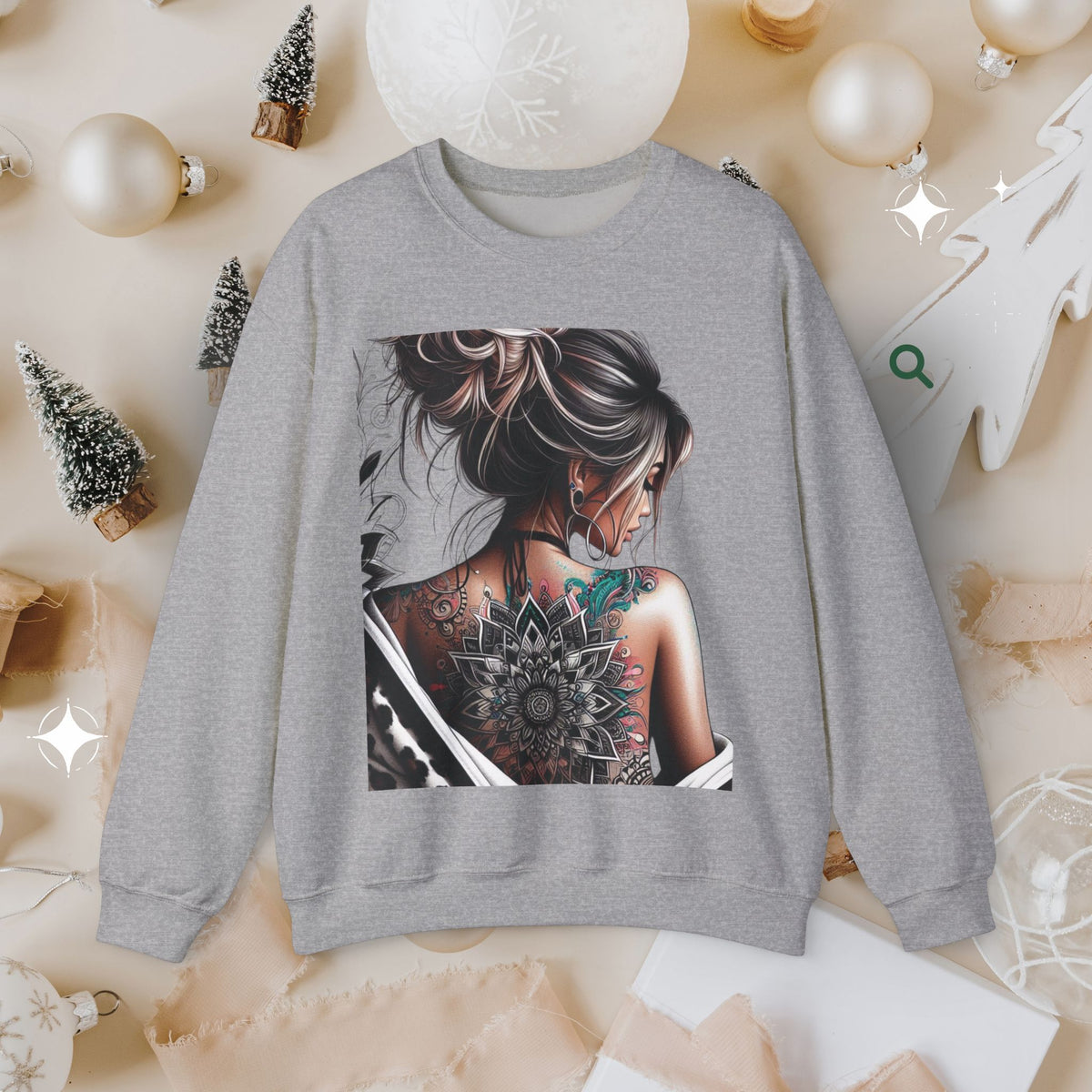 Boho Gothic Style Woman with Tattoos Sweatshirt