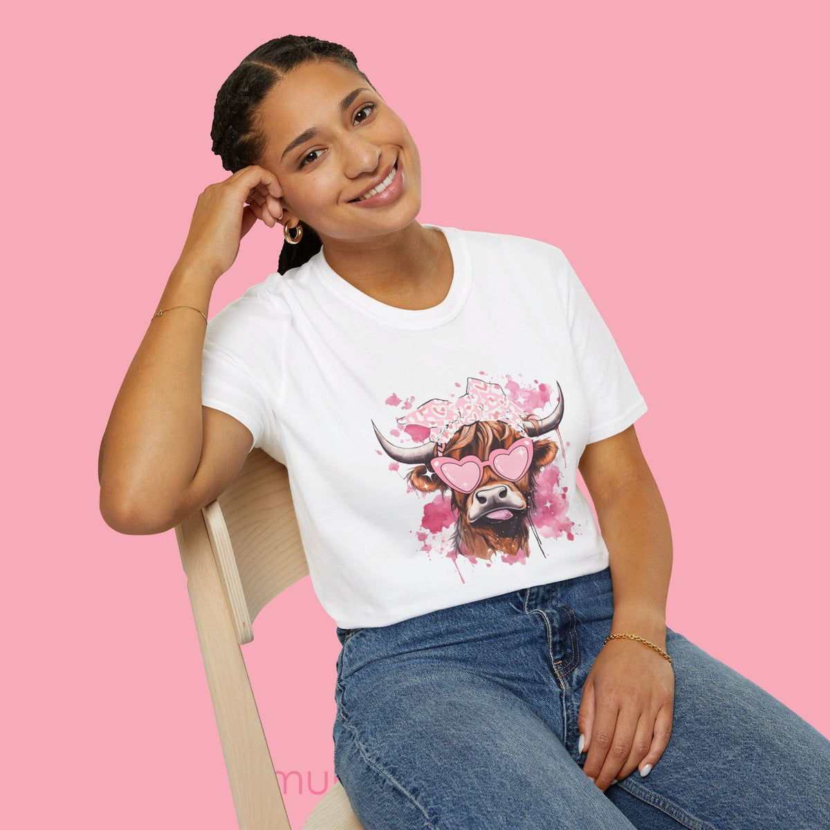 Pink Highland Cow Tee