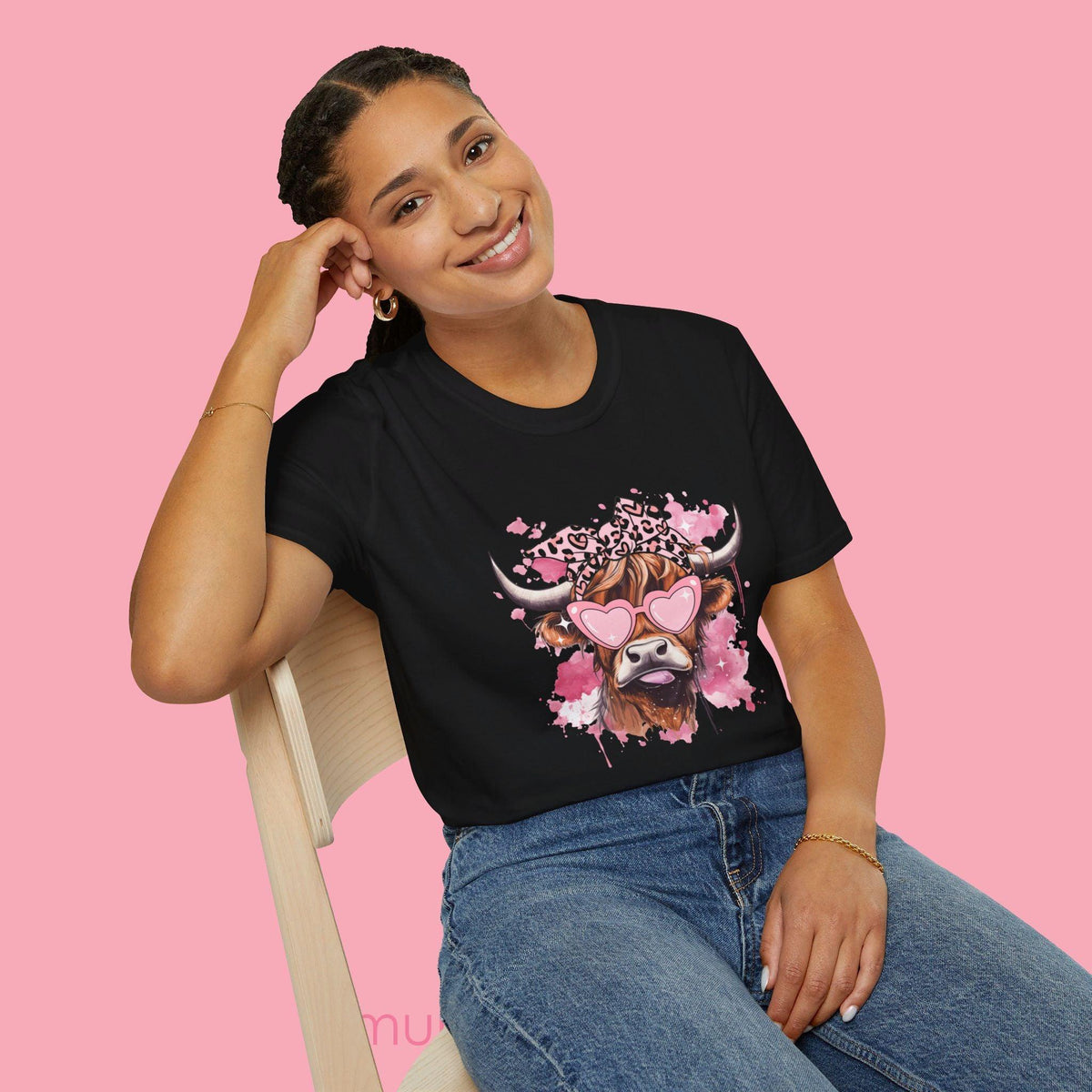 Pink Highland Cow Tee