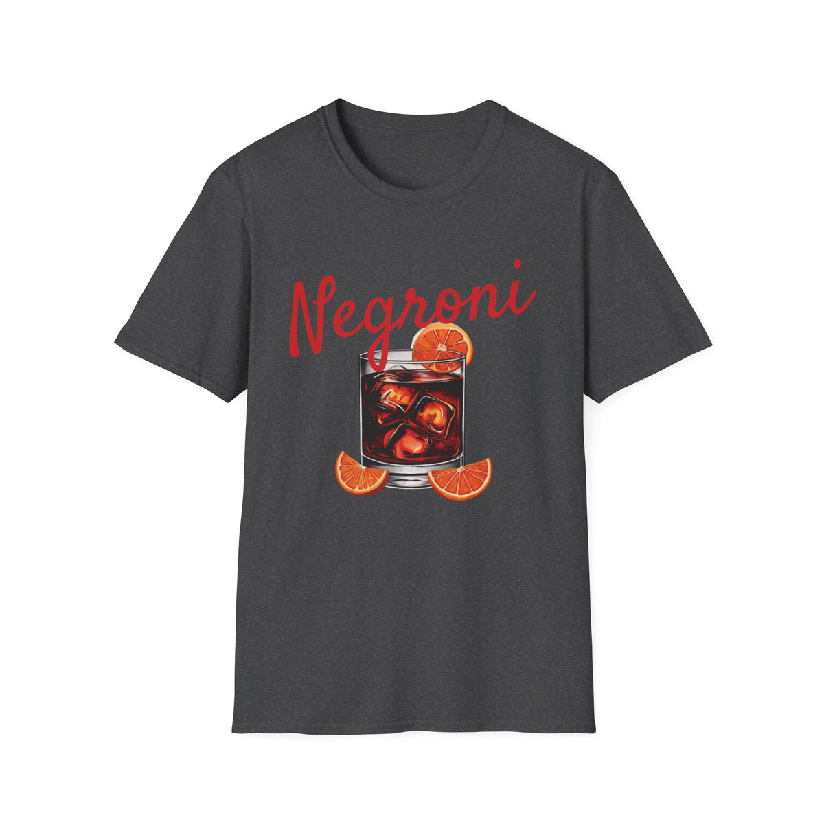 Classic fit Gildan 64000 tee featuring a bold Negroni cocktail design, sleek and perfect for Italian cocktail lovers.