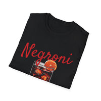 Classic fit Gildan 64000 tee featuring a bold Negroni cocktail design, sleek and perfect for Italian cocktail lovers.