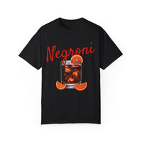 Comfort Colors oversized t-shirt with bold 'Negroni' cocktail graphic, vintage aesthetic, and Aperitivo vibes.