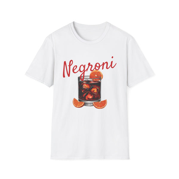 Classic fit Gildan 64000 tee featuring a bold Negroni cocktail design, sleek and perfect for Italian cocktail lovers.