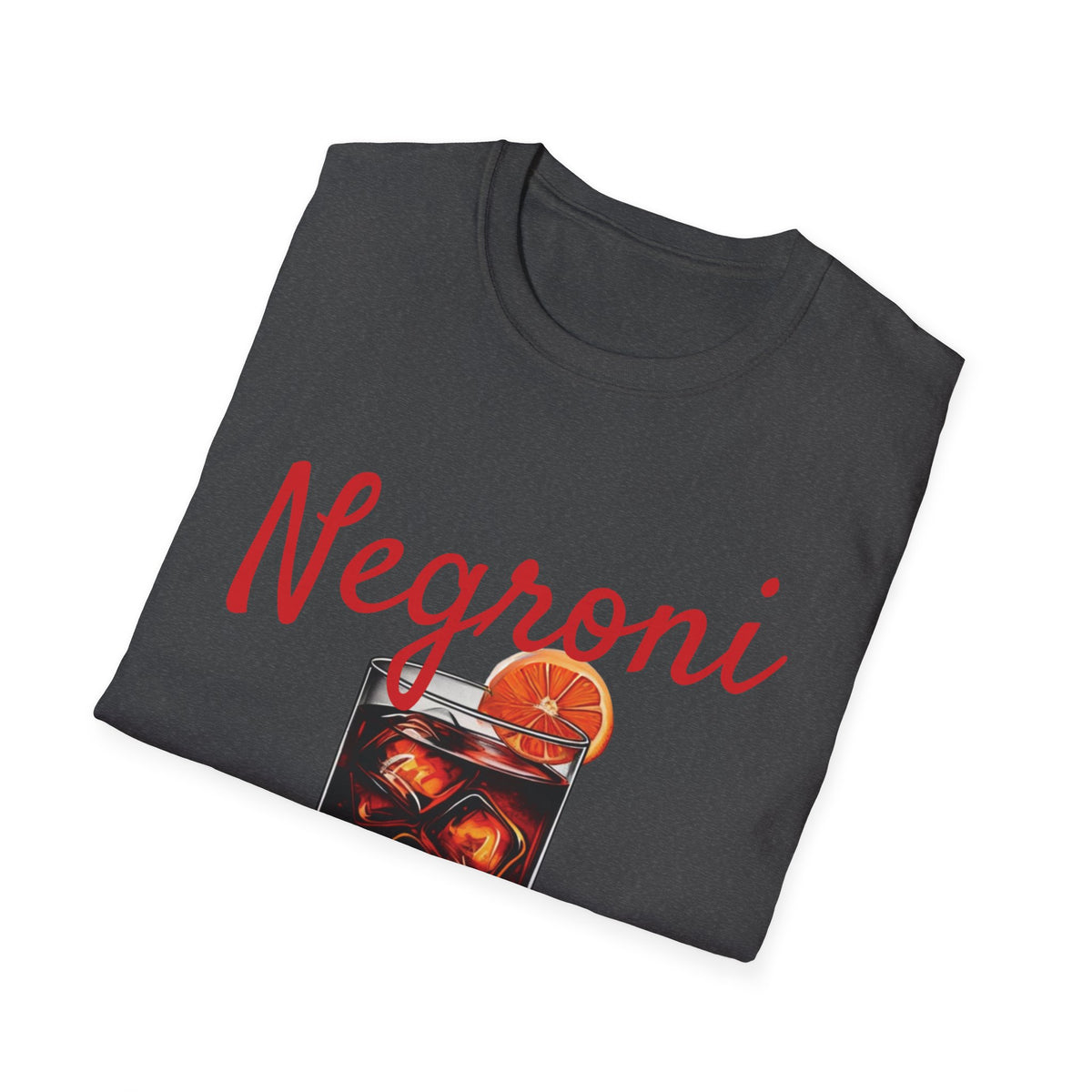 Classic fit Gildan 64000 tee featuring a bold Negroni cocktail design, sleek and perfect for Italian cocktail lovers.