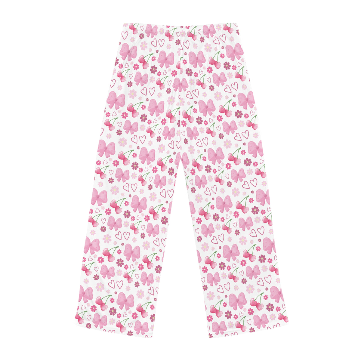 Bows, Cherries & Hearts White PJ Pants