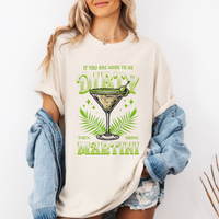 Oversized Comfort Colors t-shirt featuring a bold martini glass with 'If you're going to be dirty, bring a Martini' slogan