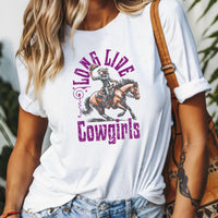 Long Live Cowgirls Coquette Shirt, Bachelorette Cowgirl Shirt, Cowgirl Graphic T-Shirt, Retro Cowgirl Feminine T-Shirt AU